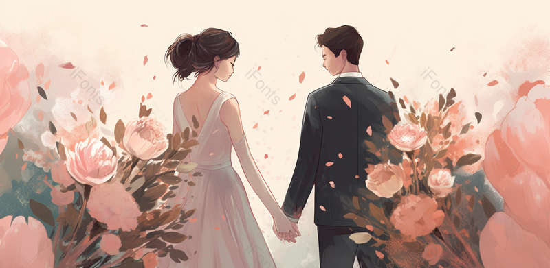 婚礼现场情侣夫妻520情人节背景图,插画/手绘图,插画/手绘图库,插画/手绘图下载,插画/手绘